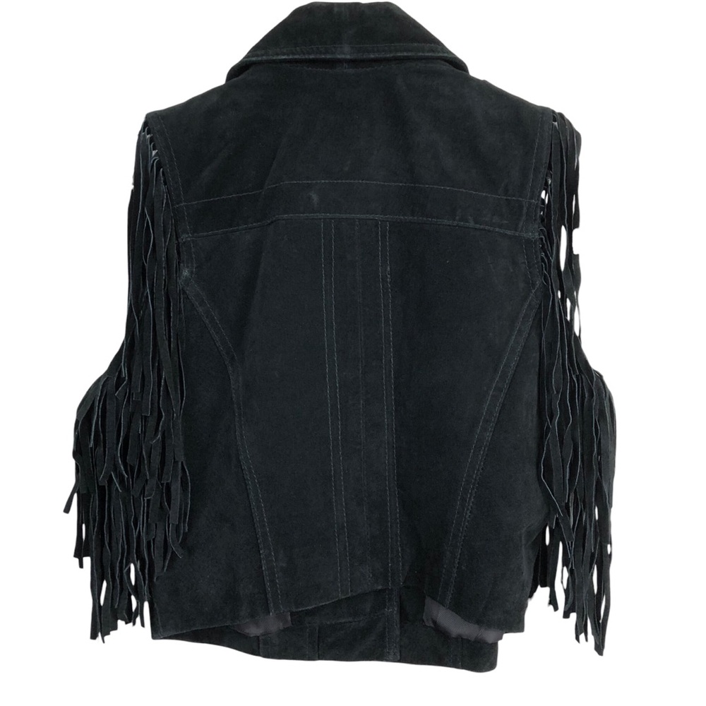 Bebe Black Suede‎ Vest with Fringe - Picture 3 of 5